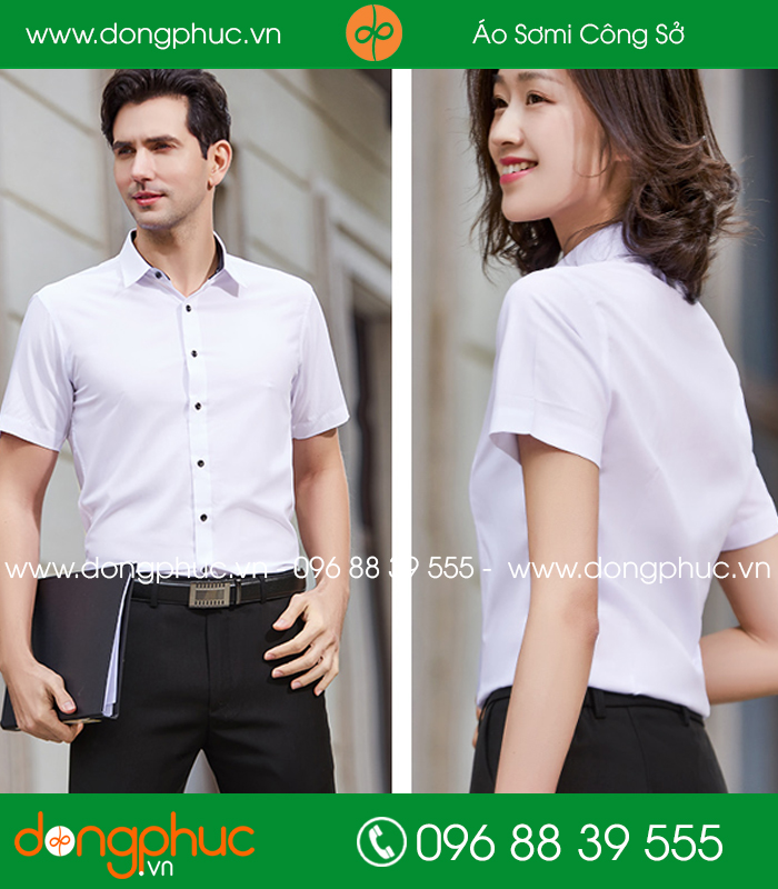 Đồng phục áo sơ mi màu trắng cộc tay